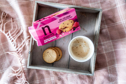 Nairn's Mixed Berries Oat Biscuits close up with berries
