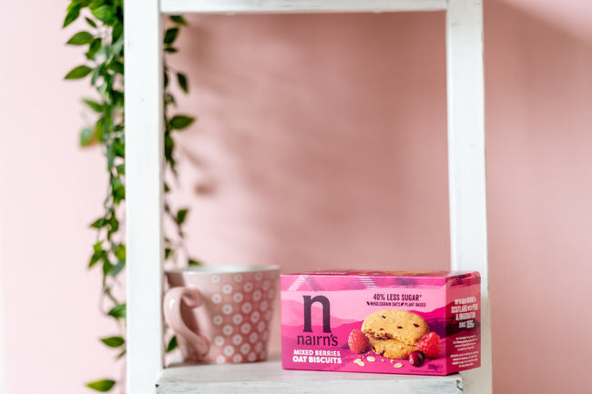 Nairn's Mixed Berries Oat Biscuits serving suggestion
