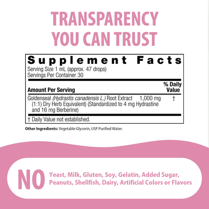Nature's Answer Goldenseal Root extract supplement facts panel