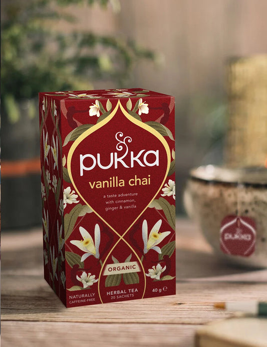 Pukka Tea Vanilla Chai lifestyle serving suggestion