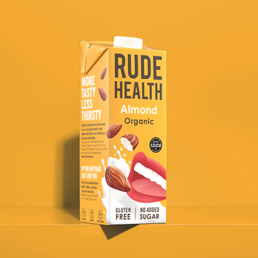 Rude Health Organic Almond Drink carton front, 1 litre