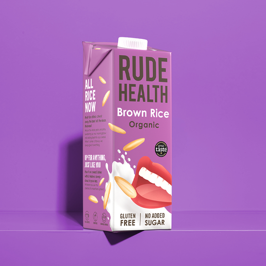 Rude Health Organic Brown Rice Drink carton front, 1 litre