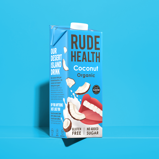 Rude Health Organic Coconut Drink carton front, 1 litre