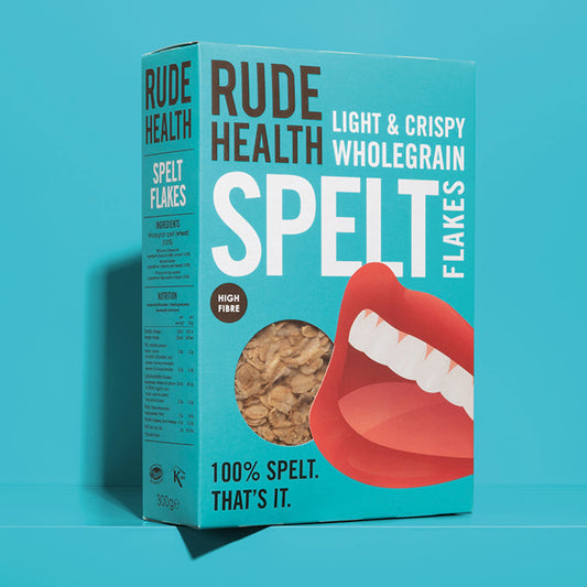 Rude Health Spelt Flakes pack front, 300g
