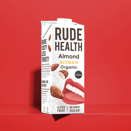 Rude Health Organic Ultimate Almond Drink carton front, 1 litre