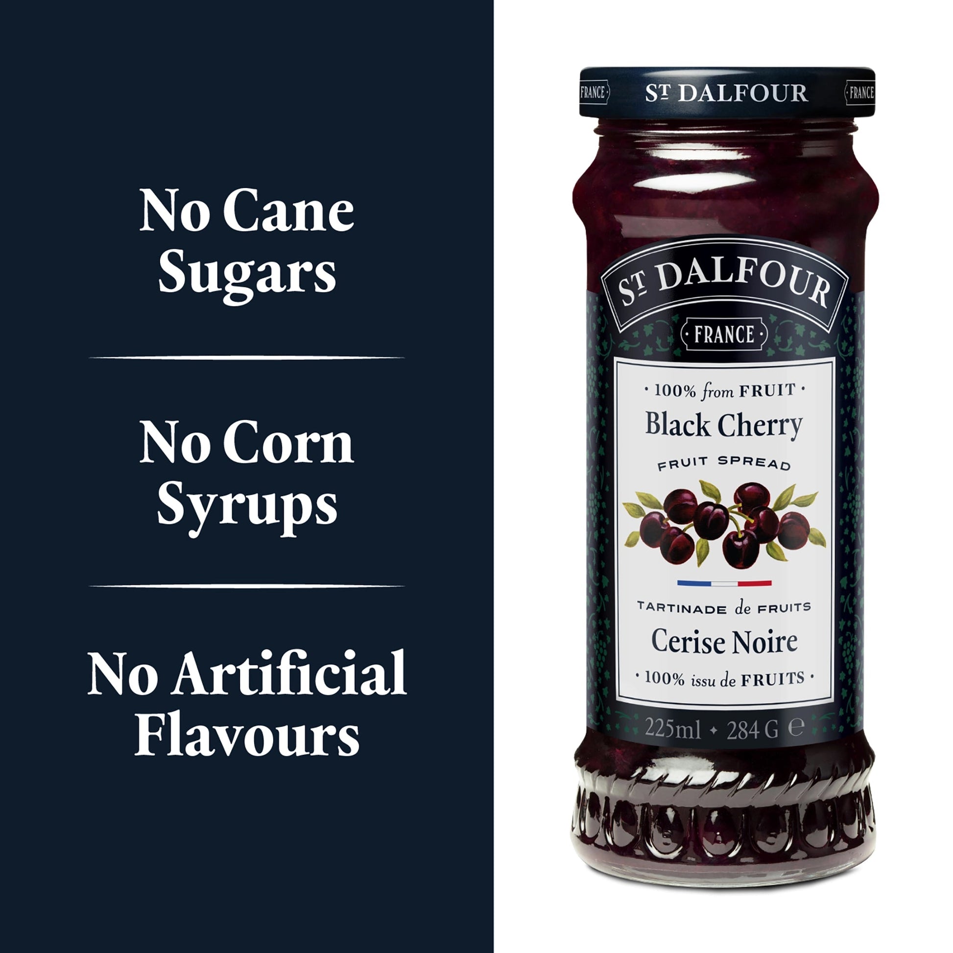 St Dalfour Black Cherry Preserve ingredient callouts
