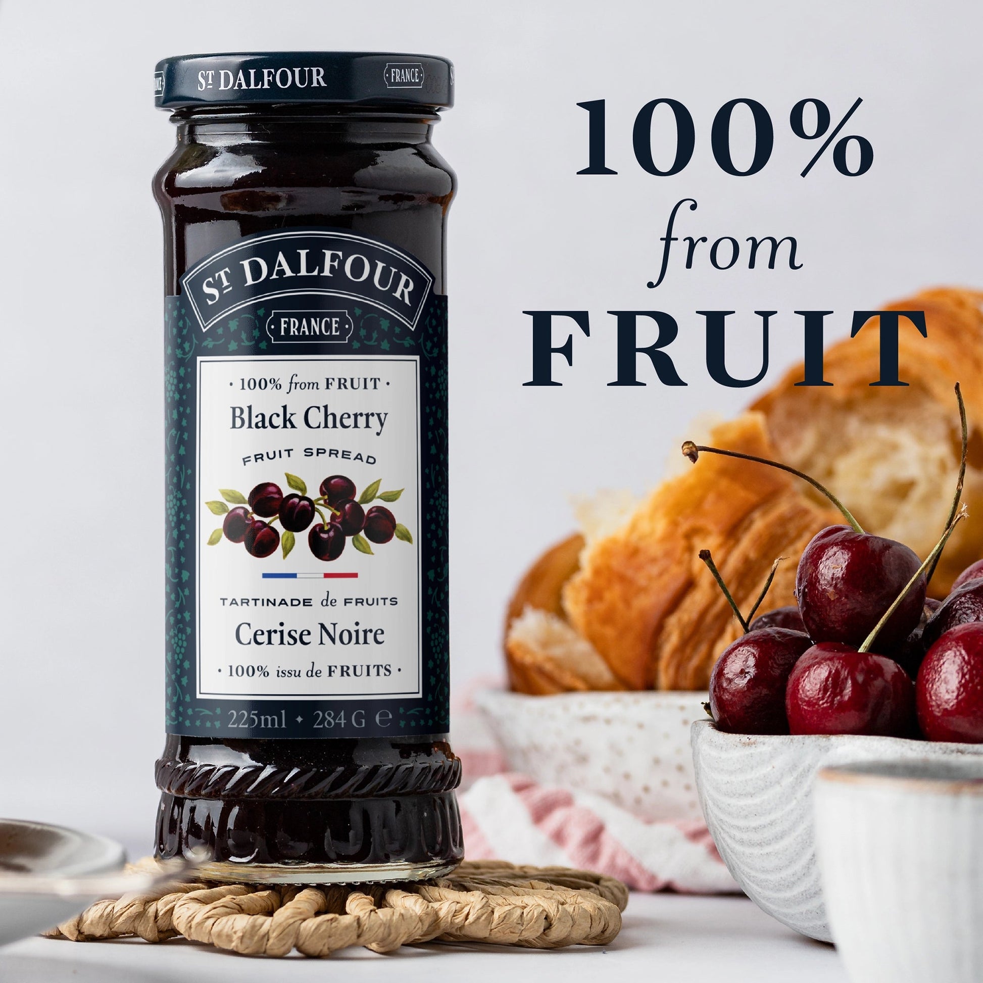 St Dalfour Black Cherry Preserve serving suggestion