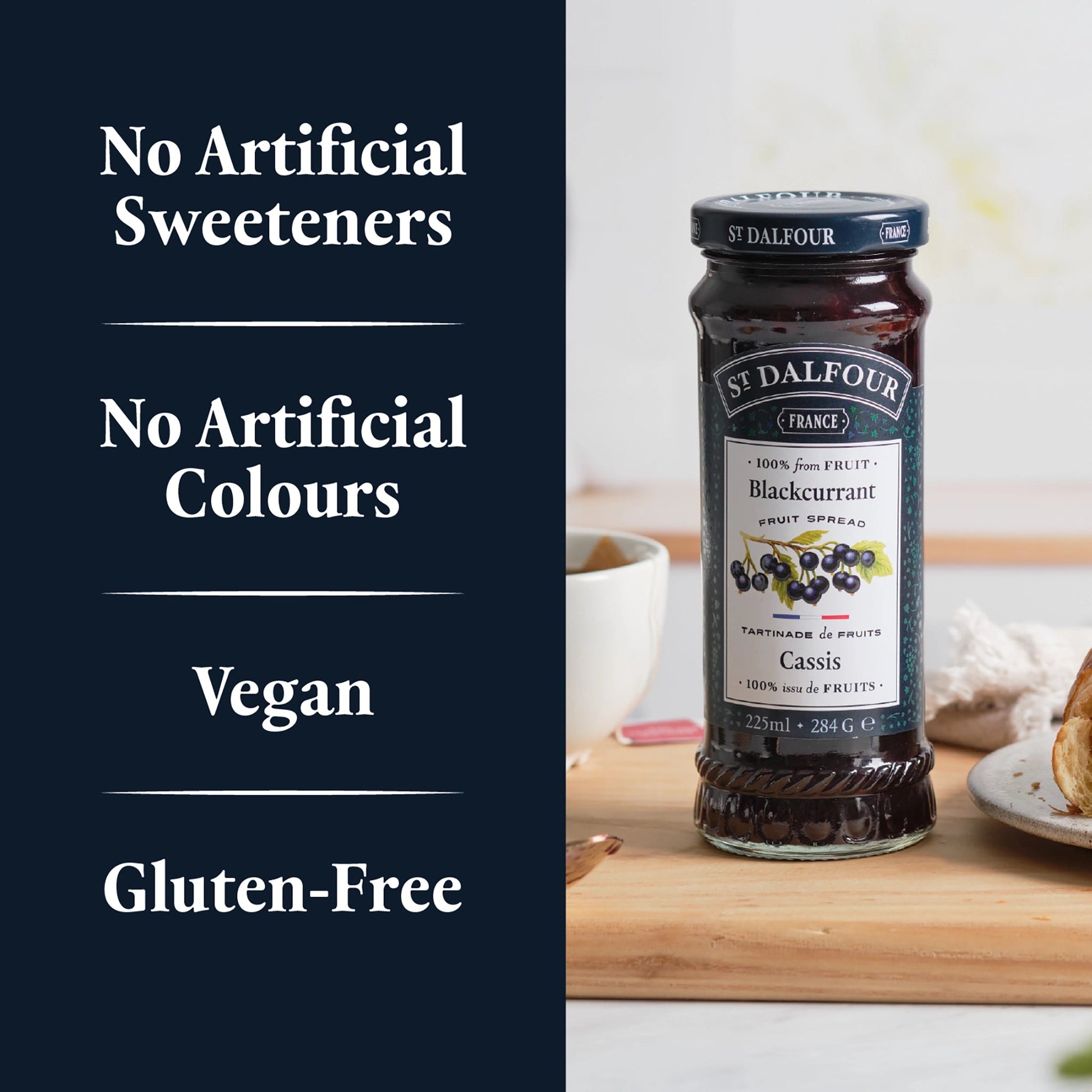 St Dalfour Blackcurrant Preserve product callouts