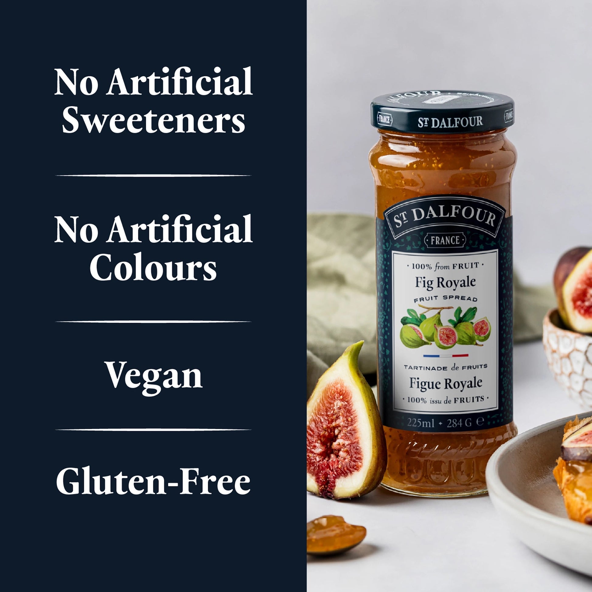 St Dalfour Fig Royale Preserve product callouts