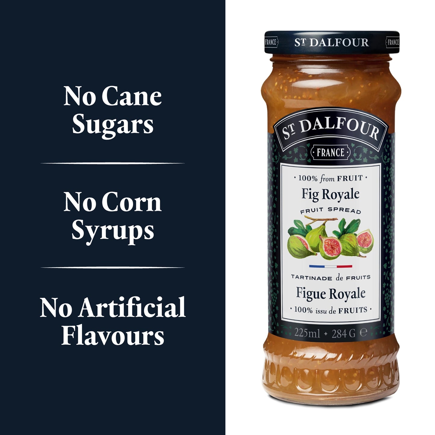 St Dalfour Fig Royale Preserve ingredient callouts