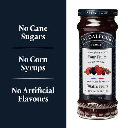 St Dalfour Four Fruits Preserve ingredient callouts