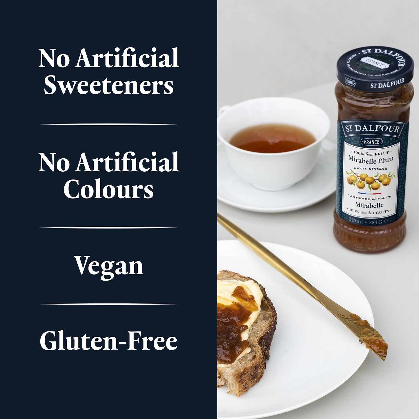 St Dalfour Mirabelle Plum Preserve product callouts