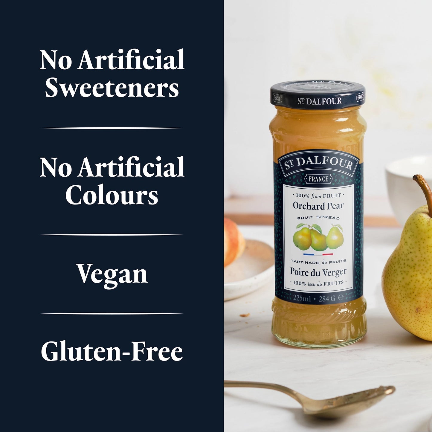 St Dalfour Orchard Pear Preserve product callouts