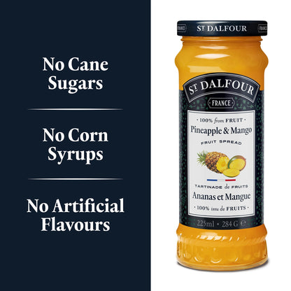 St Dalfour Pineapple & Mango Preserve ingredient callouts