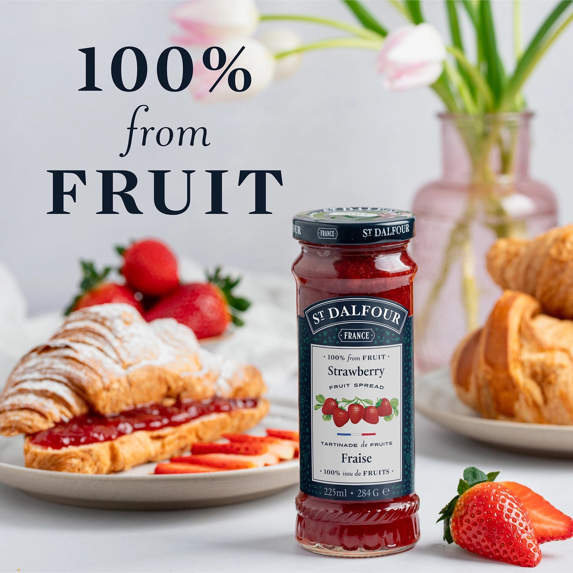 St Dalfour Strawberry Preserve serving suggestion