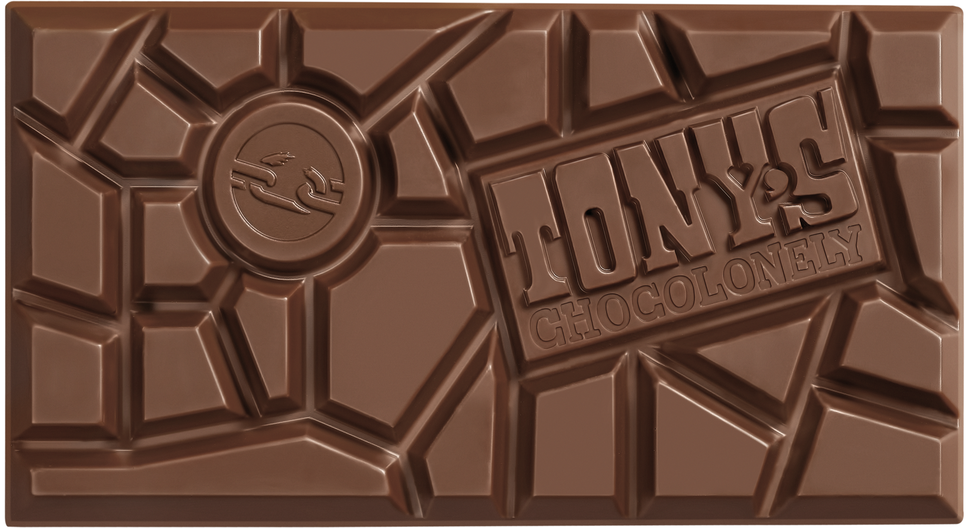 Tony's Chocolonely Dark Milk Pretzel Toffee unwrapped chocolate bar
