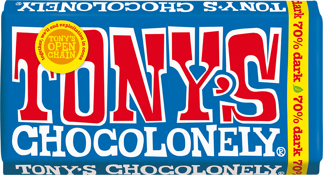 Tony's Chocolonely Extra Dark 70% 180g bar front of pack