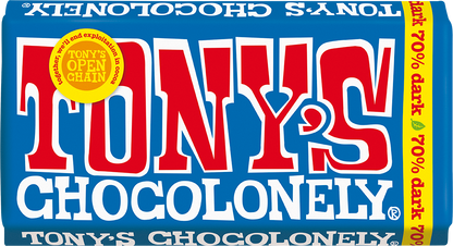 Tony's Chocolonely Extra Dark 70% 180g bar front of pack