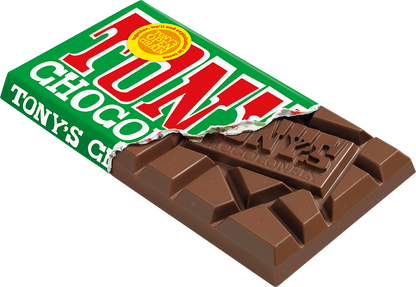Tony's Chocolonely Milk Hazelnut bar opened pack showing whole hazelnuts