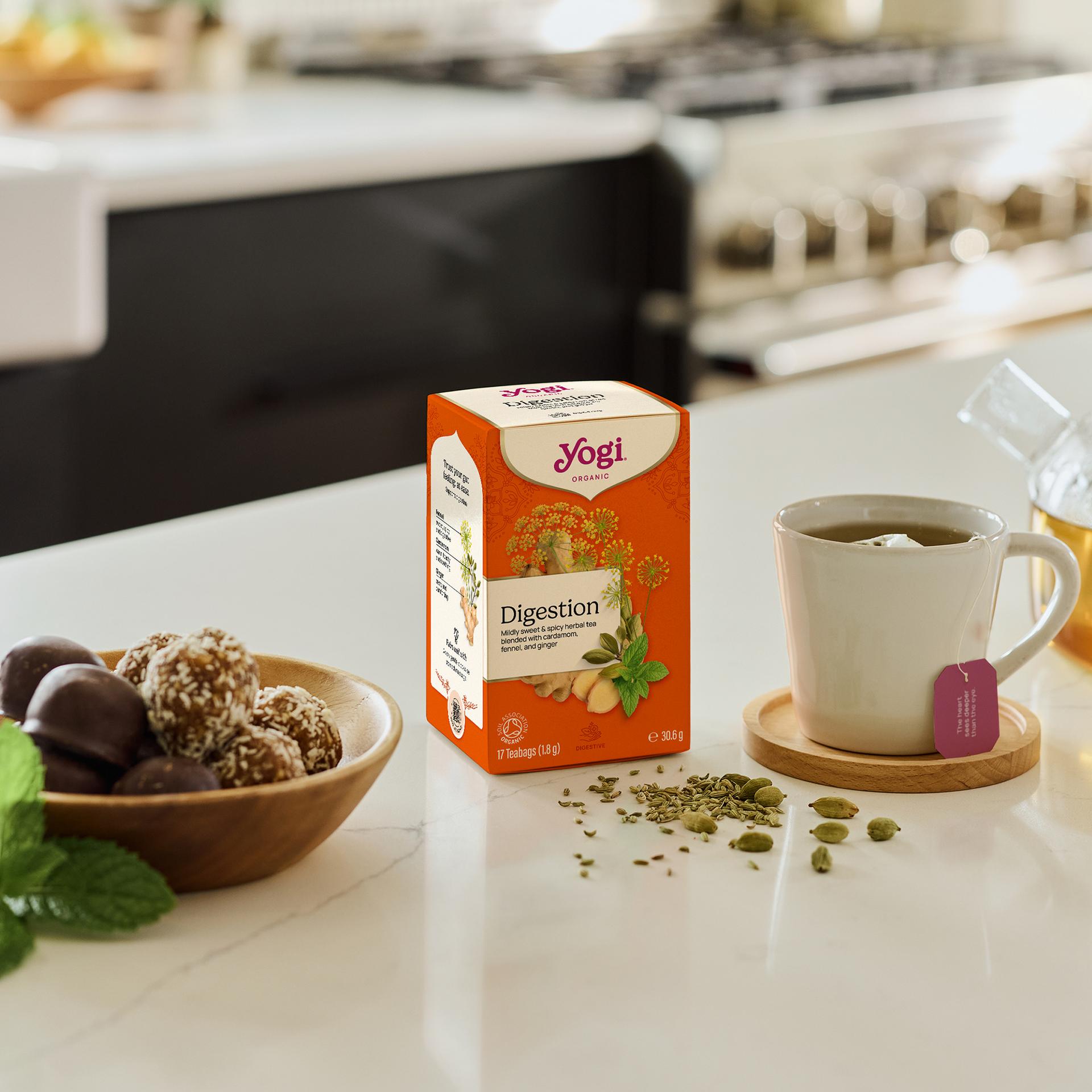 Yogi Tea Digestion lifestyle with box