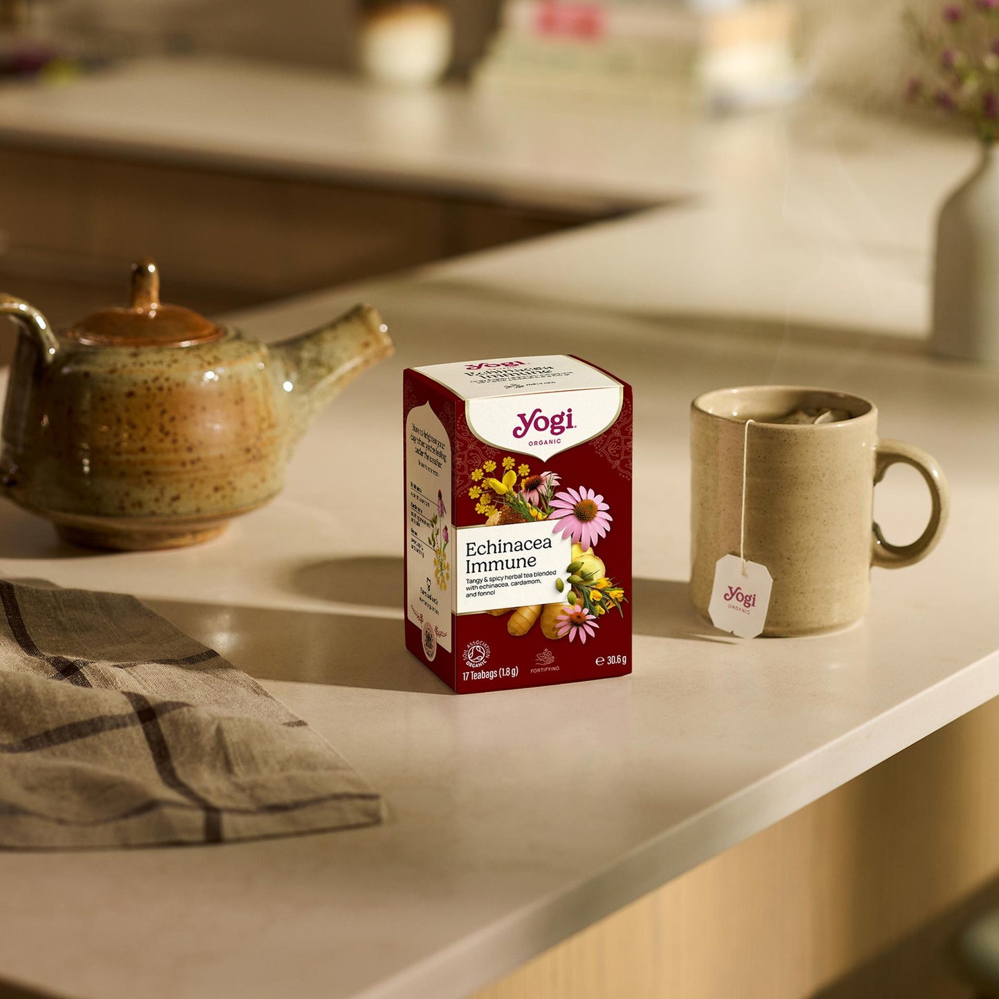 Yogi Tea Echinacea lifestyle with box