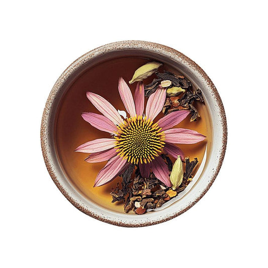 Yogi Tea Echinacea brewed tea from above