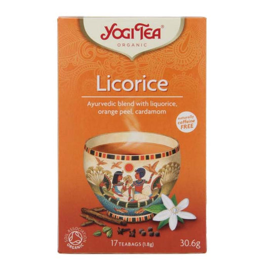 Yogi Tea Licorice organic herbal tea box, front of pack