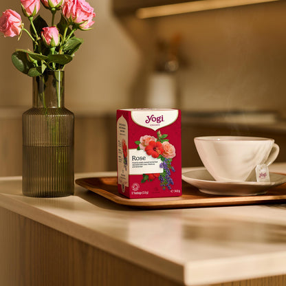 Yogi Tea Rose lifestyle with box